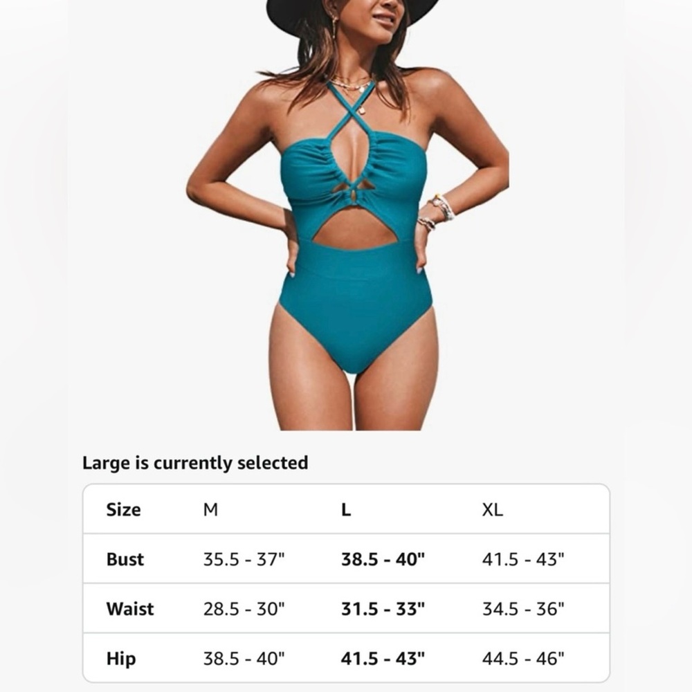 Cupshe Teal One Piece Swimsuit - Picture 3 of 8